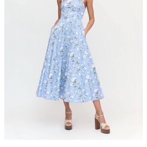 Hill House Margot Light Blue Floral Midi Dress